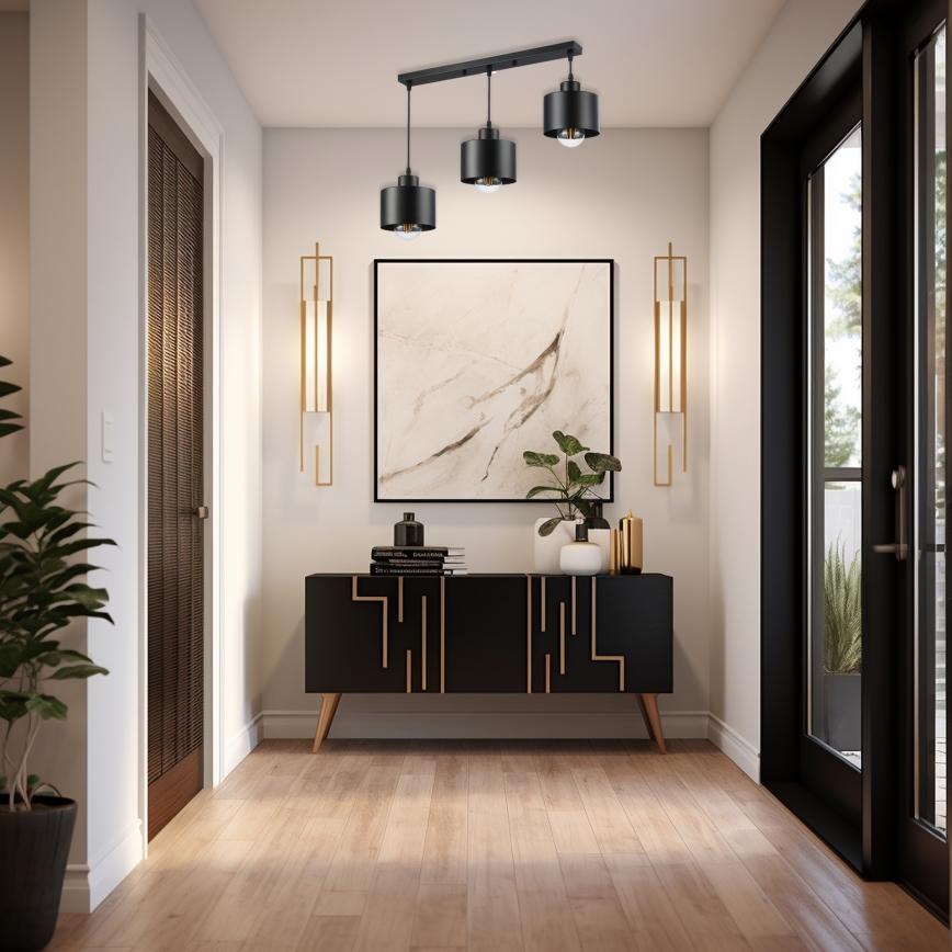 Luster na sajli 3xE27/35W/230V, crne boje