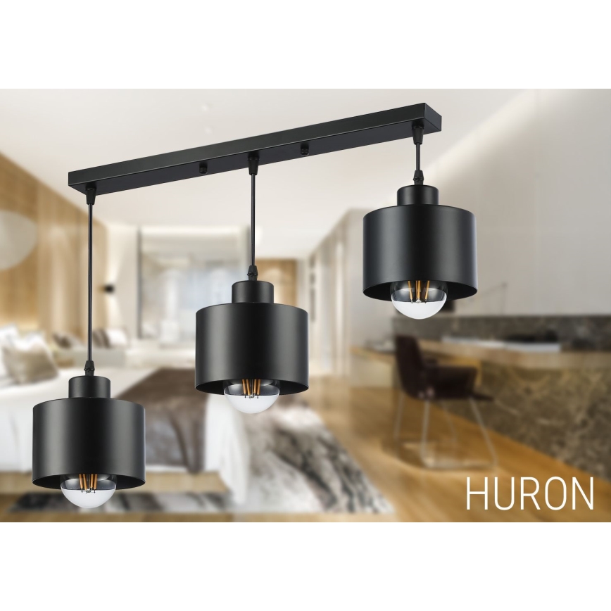 Luster na sajli 3xE27/35W/230V, crne boje