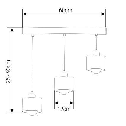 Luster na sajli 3xE27/35W/230V, crne boje