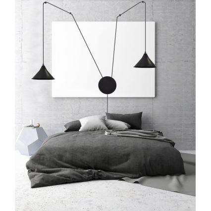 Luster na sajli ABRAMO 2xE27/15W/230V crni