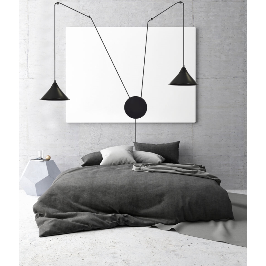 Luster na sajli ABRAMO 2xE27/15W/230V crni