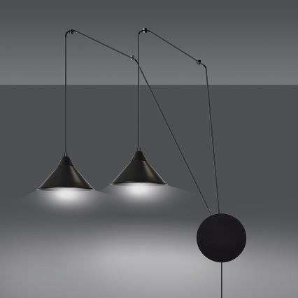 Luster na sajli ABRAMO 2xE27/15W/230V crni