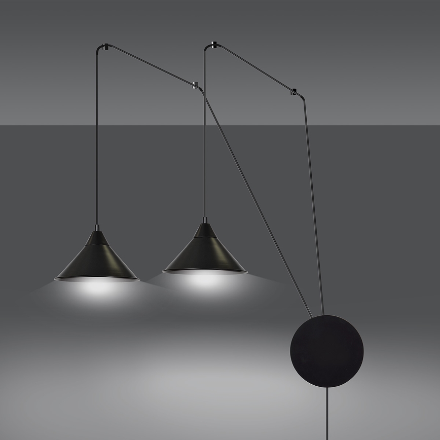 Luster na sajli ABRAMO 2xE27/15W/230V crni