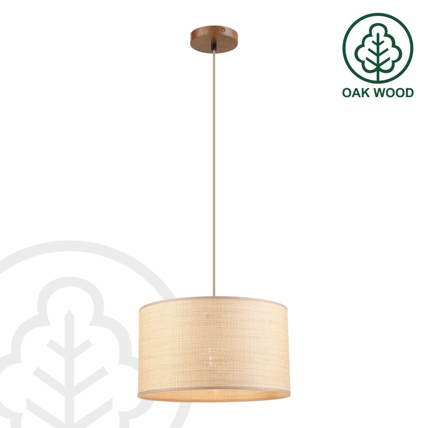 Luster na sajli AIDA 1xE27/15W/230V pr. 35 cm hrast/rafija