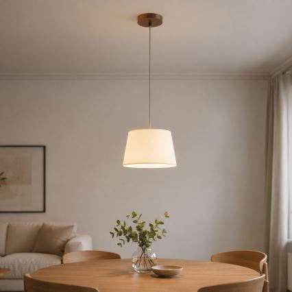 Luster na sajli AIDA 1xE27/15W/230V, prečnik 25 cm, hrast/krem