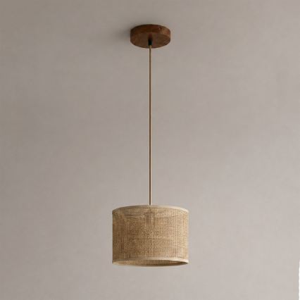 Luster na sajli AIDA 1xE27/15W/230V, prečnik 25 cm, hrast/rafija