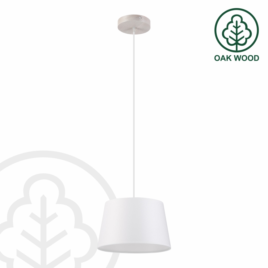 Luster na sajli AIDA 1xE27/60W/230V, prečnik 25 cm, hrast/bela