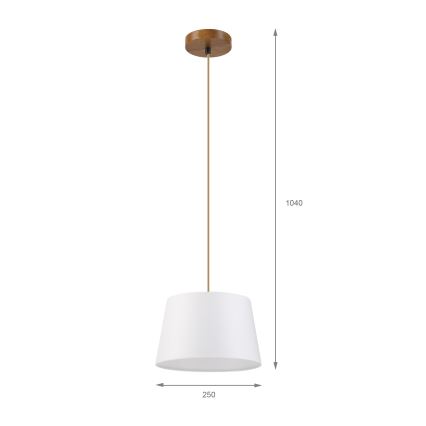 Luster na sajli AIDA 1xE27/60W/230V prečnik 25 cm hrast/braon/bela