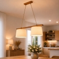 Luster na sajli AIDA 2xE27/15W/230V prečnik 35 cm hrast/krem
