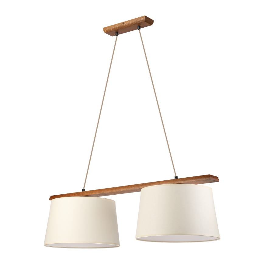Luster na sajli AIDA 2xE27/15W/230V prečnik 35 cm hrast/krem