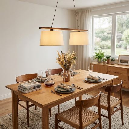 Luster na sajli AIDA 2xE27/15W/230V prečnik 35 cm hrast/krem