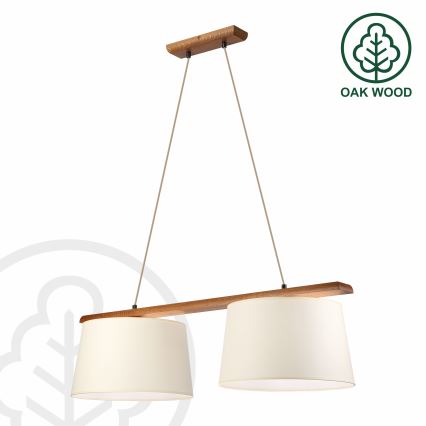 Luster na sajli AIDA 2xE27/15W/230V prečnik 35 cm hrast/krem