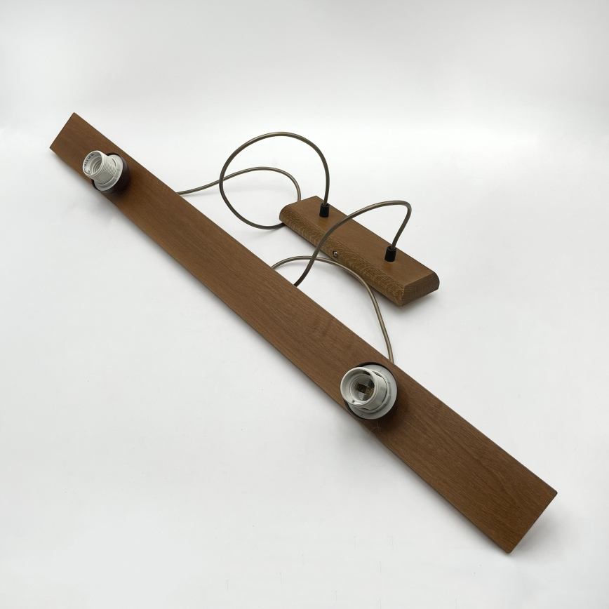 Luster na sajli AIDA 2xE27/15W/230V prečnik 35 cm hrast/krem