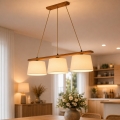 Luster na sajli AIDA 3xE27/15W/230V prečnik 25 cm hrast/krem