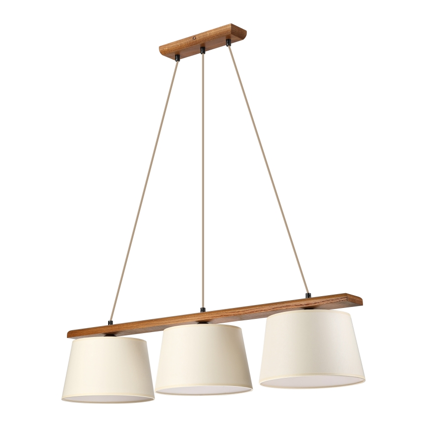 Luster na sajli AIDA 3xE27/15W/230V prečnik 25 cm hrast/krem