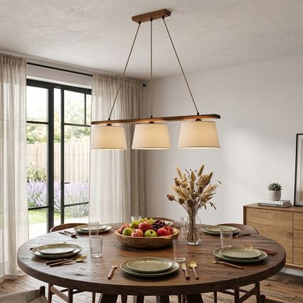 Luster na sajli AIDA 3xE27/15W/230V prečnik 25 cm hrast/krem