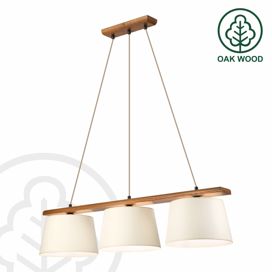 Luster na sajli AIDA 3xE27/15W/230V prečnik 25 cm hrast/krem