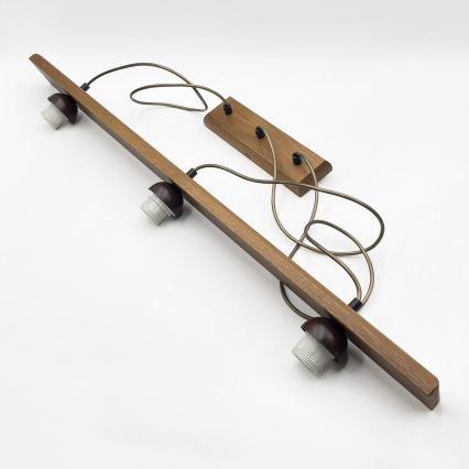Luster na sajli AIDA 3xE27/15W/230V prečnik 25 cm hrast/rafija