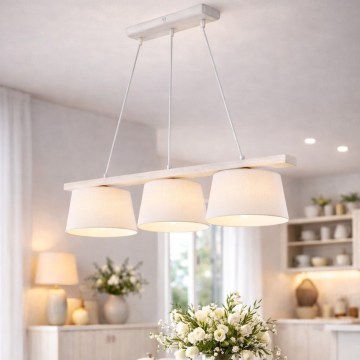 Luster na sajli AIDA 3xE27/60W/230V prečnik 25 cm hrast/bela