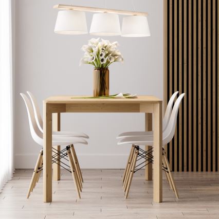 Luster na sajli AIDA 3xE27/60W/230V prečnik 25 cm hrast/bela