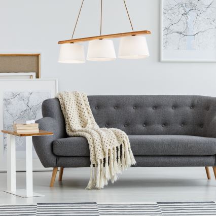 Luster na sajli AIDA 3xE27/60W/230V, prečnik 25 cm, hrast