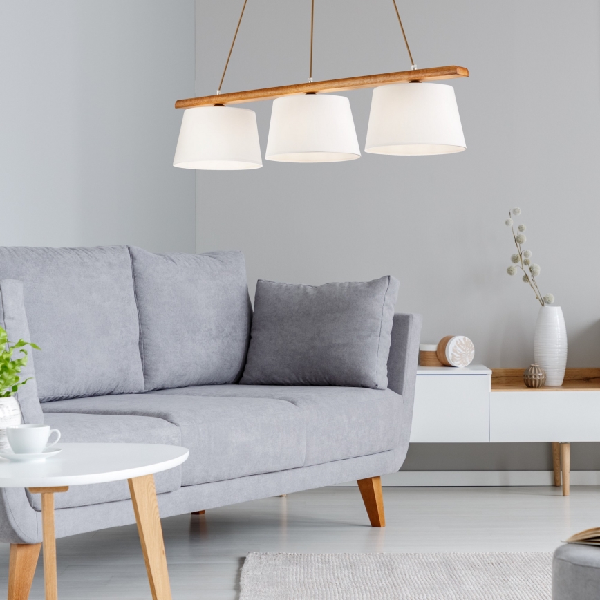 Luster na sajli AIDA 3xE27/60W/230V, prečnik 25 cm, hrast