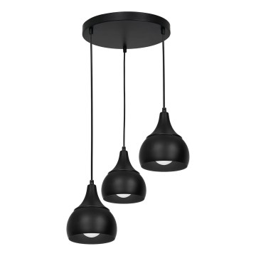 Luster na sajli AKTAN 3xE27/60W/230V, crni, okrugli