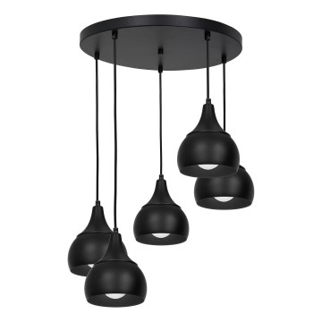 Luster na sajli AKTAN 5xE27/60W/230V crni okrugli