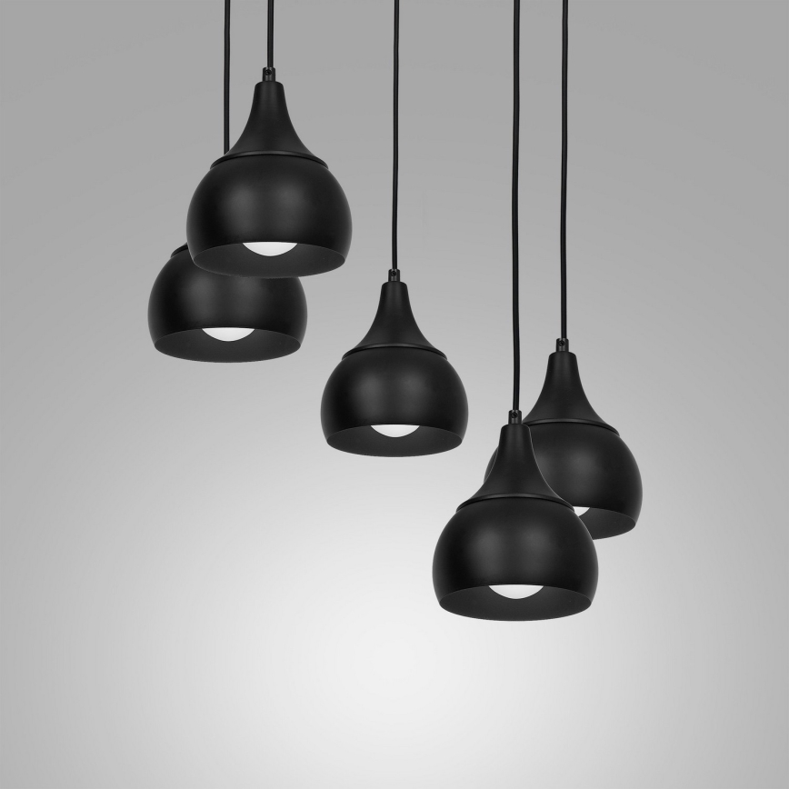 Luster na sajli AKTAN 5xE27/60W/230V crni okrugli