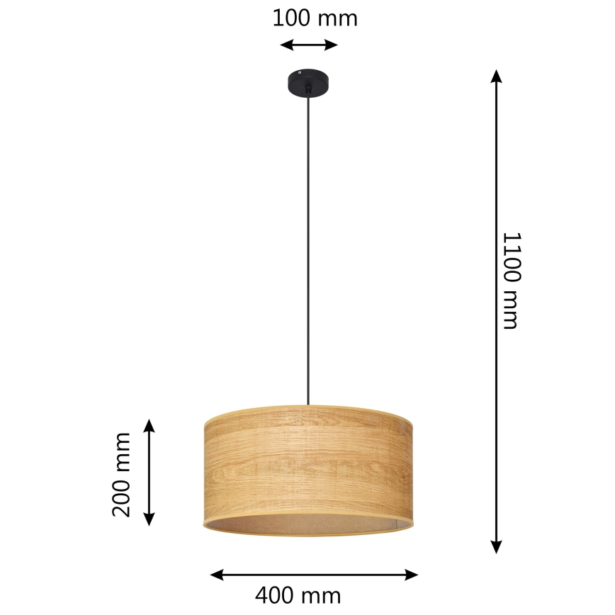 Luster na sajli ALBA 1xE27/15W/230V fi 40 cm braon/crna