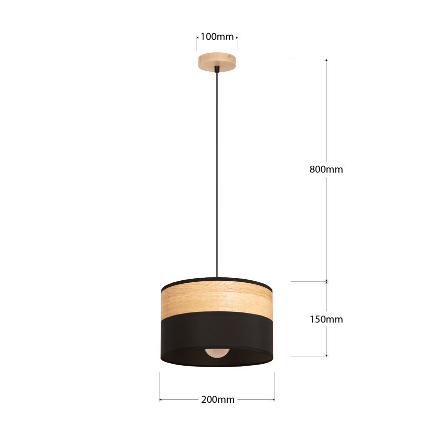 Luster na sajli ALBA 1xE27/15W/230V prečnik 20 cm crna/braon
