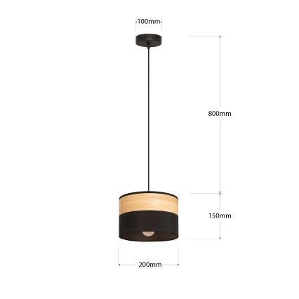 Luster na sajli ALBA 1xE27/15W/230V prečnik 20 cm crna/smeđa
