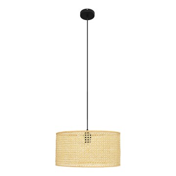Luster na sajli ALBA 1xE27/15W/230V, prečnik 40 cm, ratan/crna