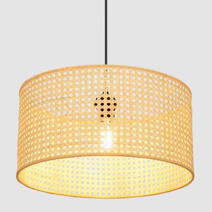 Luster na sajli ALBA 1xE27/15W/230V, prečnik 40 cm, ratan/crna