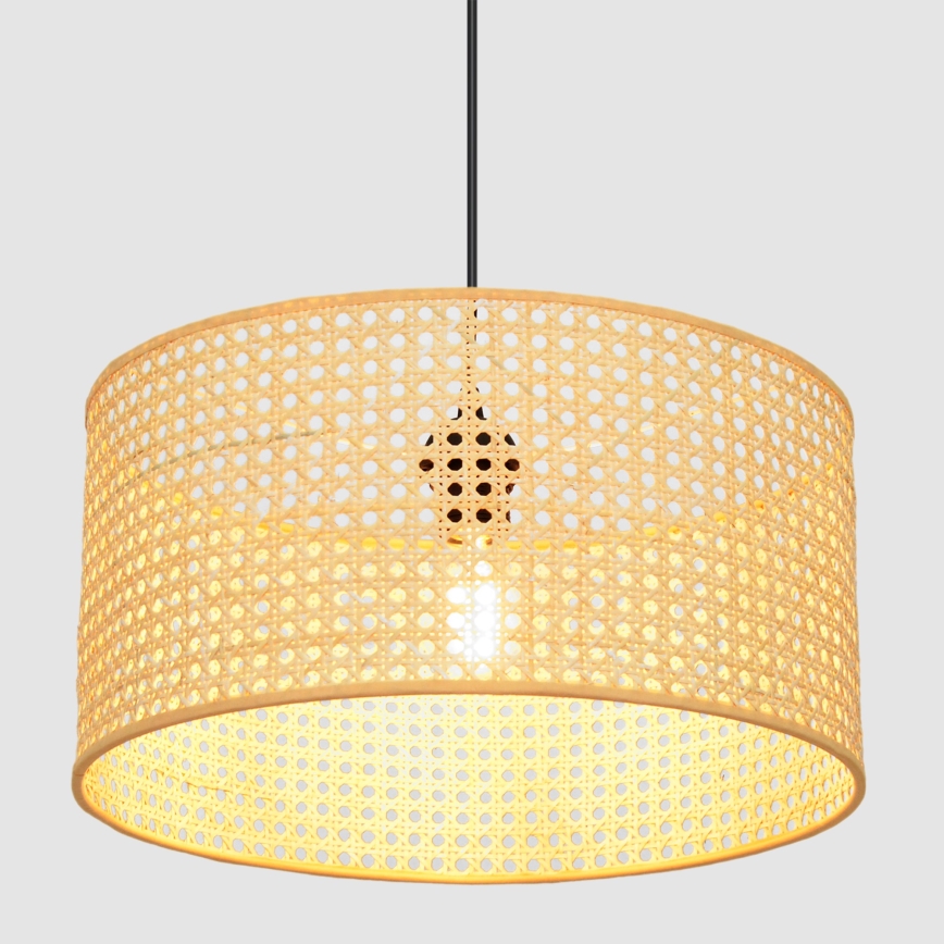 Luster na sajli ALBA 1xE27/15W/230V, prečnik 40 cm, ratan/crna