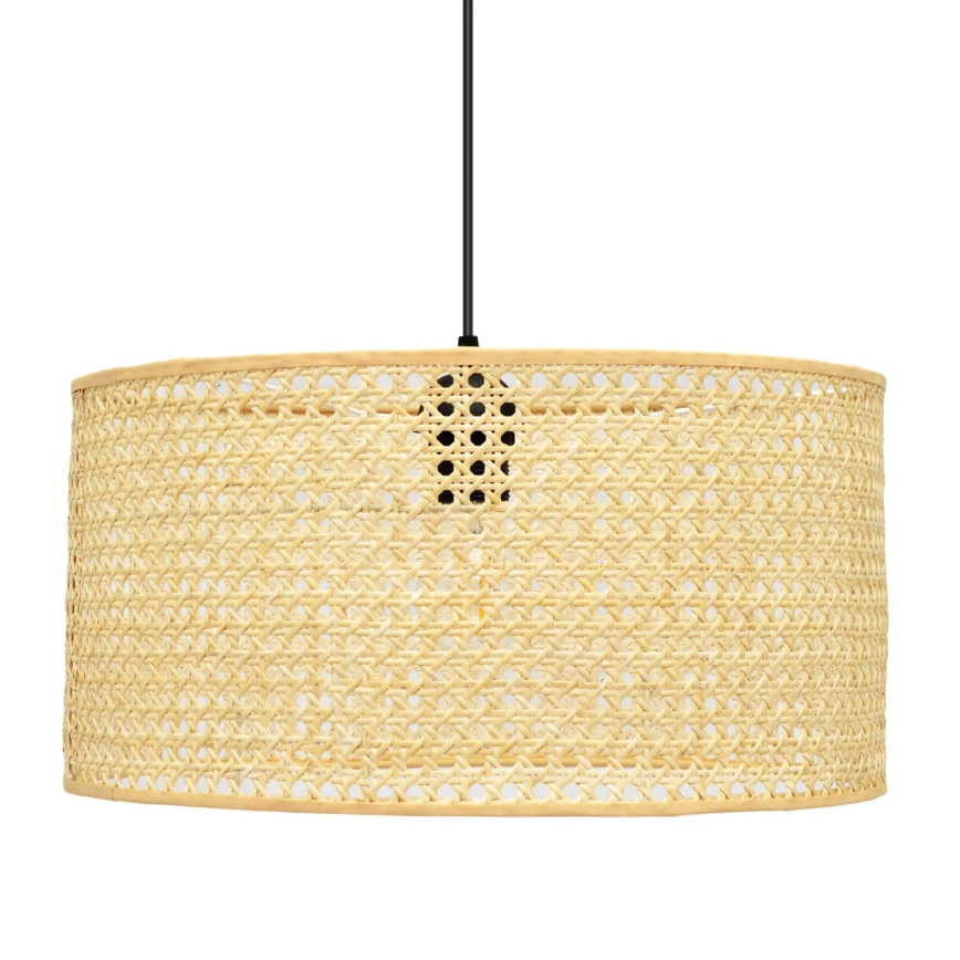 Luster na sajli ALBA 1xE27/15W/230V, prečnik 40 cm, ratan/crna