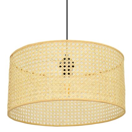 Luster na sajli ALBA 1xE27/15W/230V, prečnik 40 cm, ratan/crna
