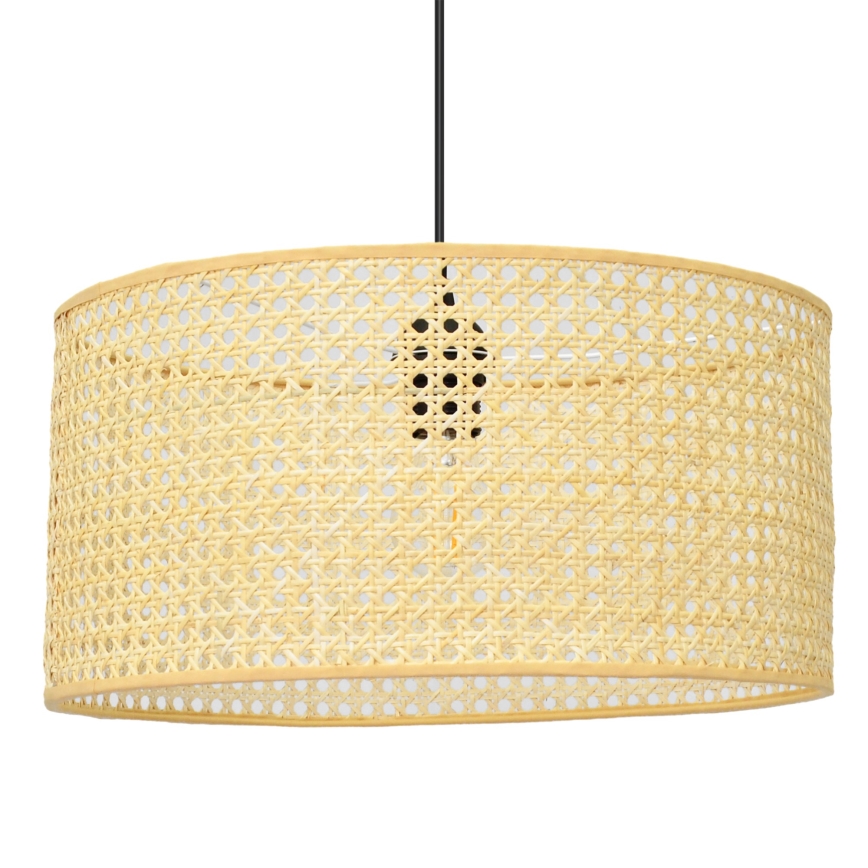 Luster na sajli ALBA 1xE27/15W/230V, prečnik 40 cm, ratan/crna
