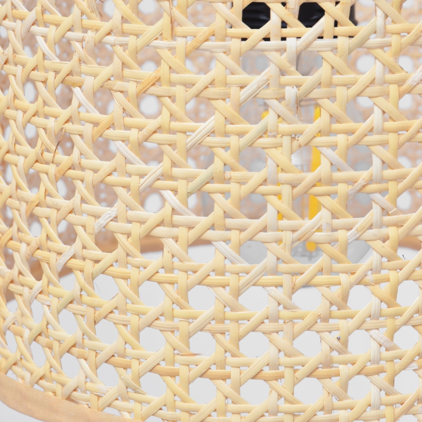 Luster na sajli ALBA 1xE27/15W/230V, prečnik 40 cm, ratan/crna
