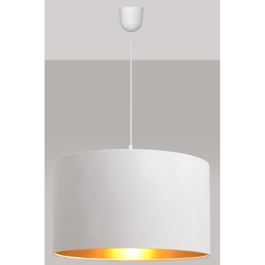 Luster na sajli ALBA 1xE27/15W/230V, prečnik 45 cm, bela/zlatna