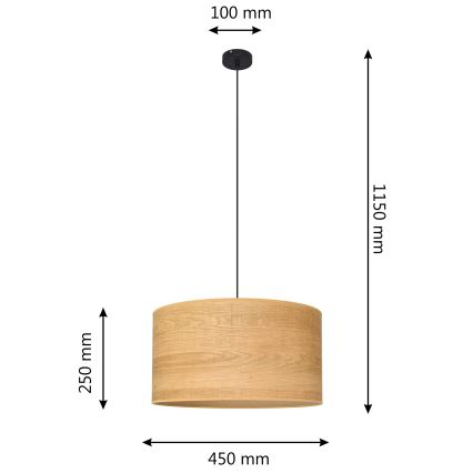 Luster na sajli ALBA 1xE27/15W/230V prečnik 45 cm braon/crna