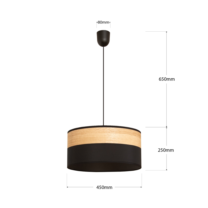Luster na sajli ALBA, 1xE27/15W/230V, prečnik 45 cm, crna/braon