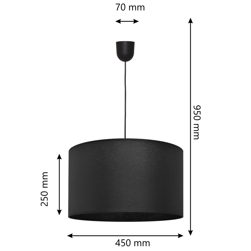 Luster na sajli ALBA 1xE27/15W/230V, prečnik 45 cm, crna