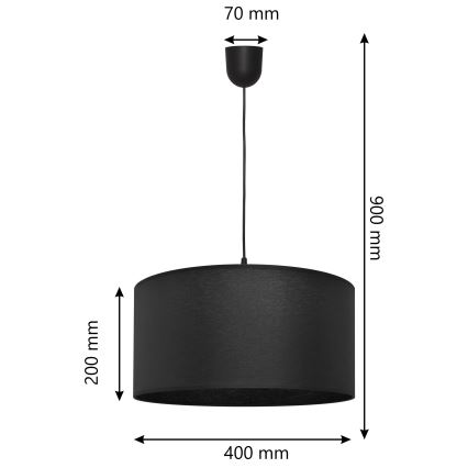 Luster na sajli ALBA 1xE27/15W/230V prečnika 40 cm crna