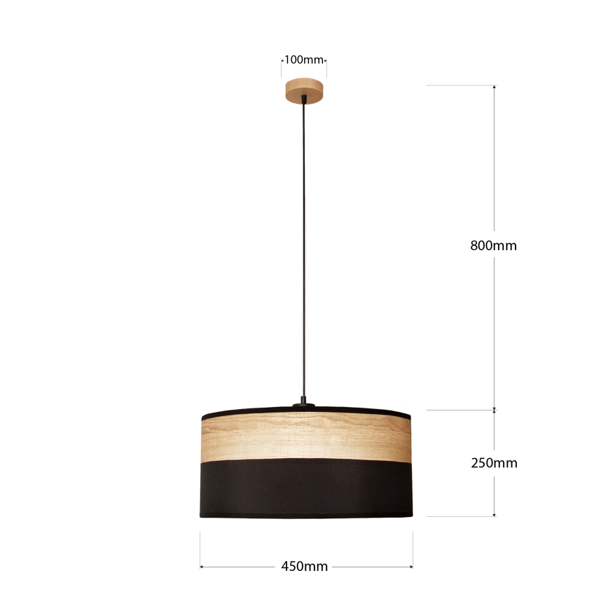 Luster na sajli ALBA 1xE27/15W/230V Ø 45 cm crna/braon