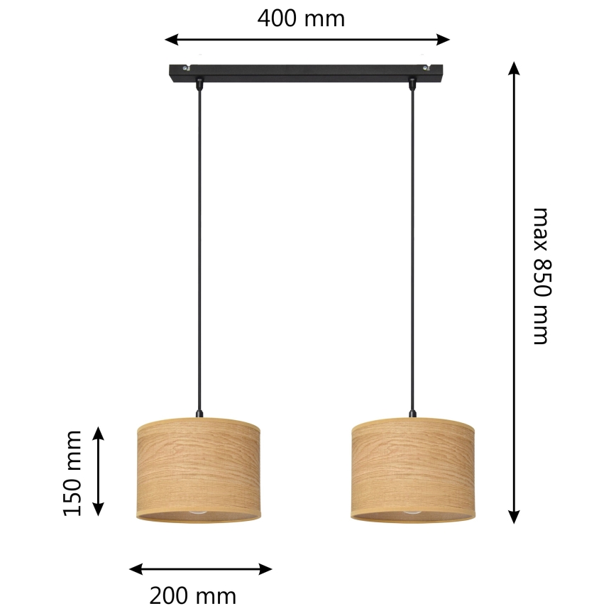 Luster na sajli ALBA 2xE27/15W/230V braon/crna