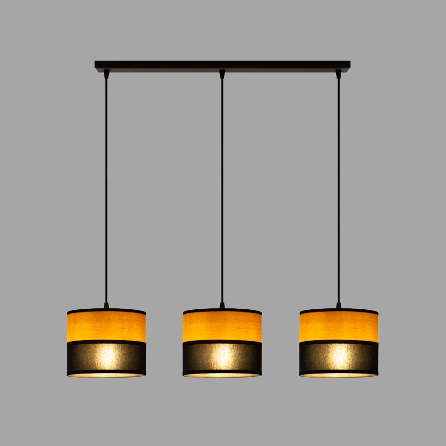 Luster na sajli ALBA 3xE27/15W/230V crna/braon