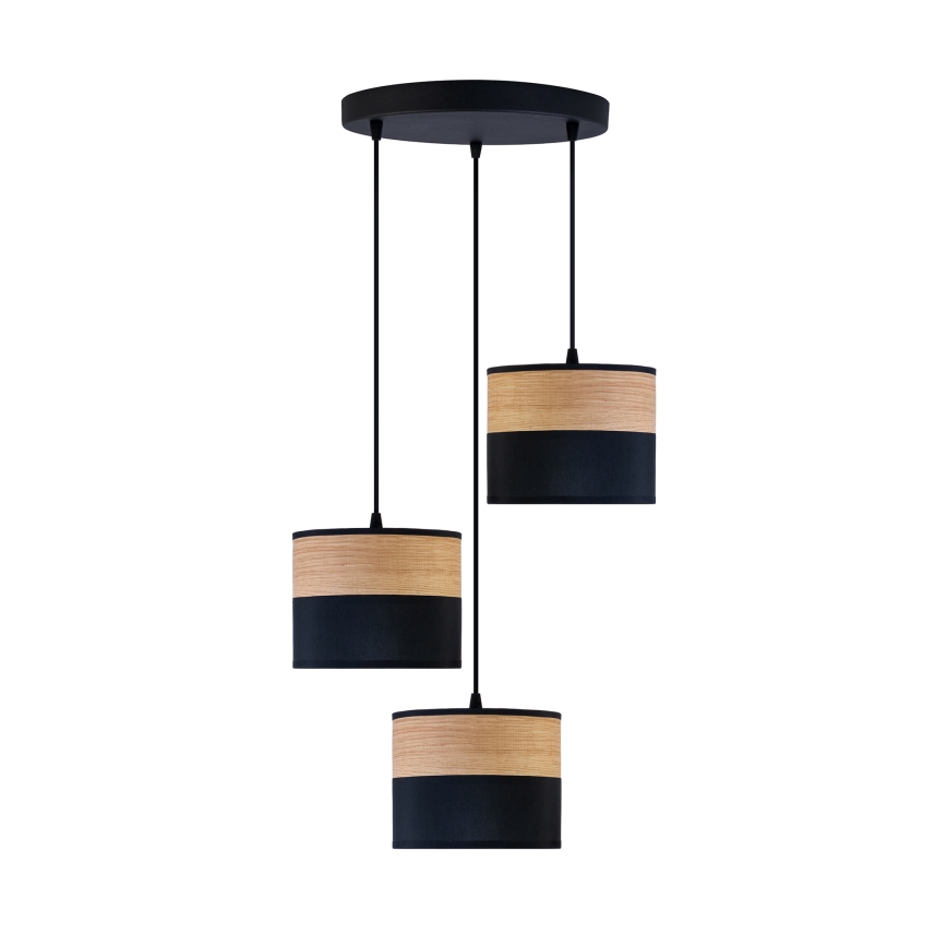 Luster na sajli ALBA 3xE27/15W/230V, prečnik 40 cm, crna/smeđa