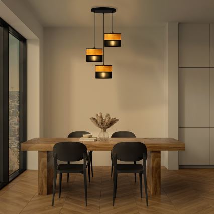 Luster na sajli ALBA 3xE27/15W/230V, prečnik 40 cm, crna/smeđa