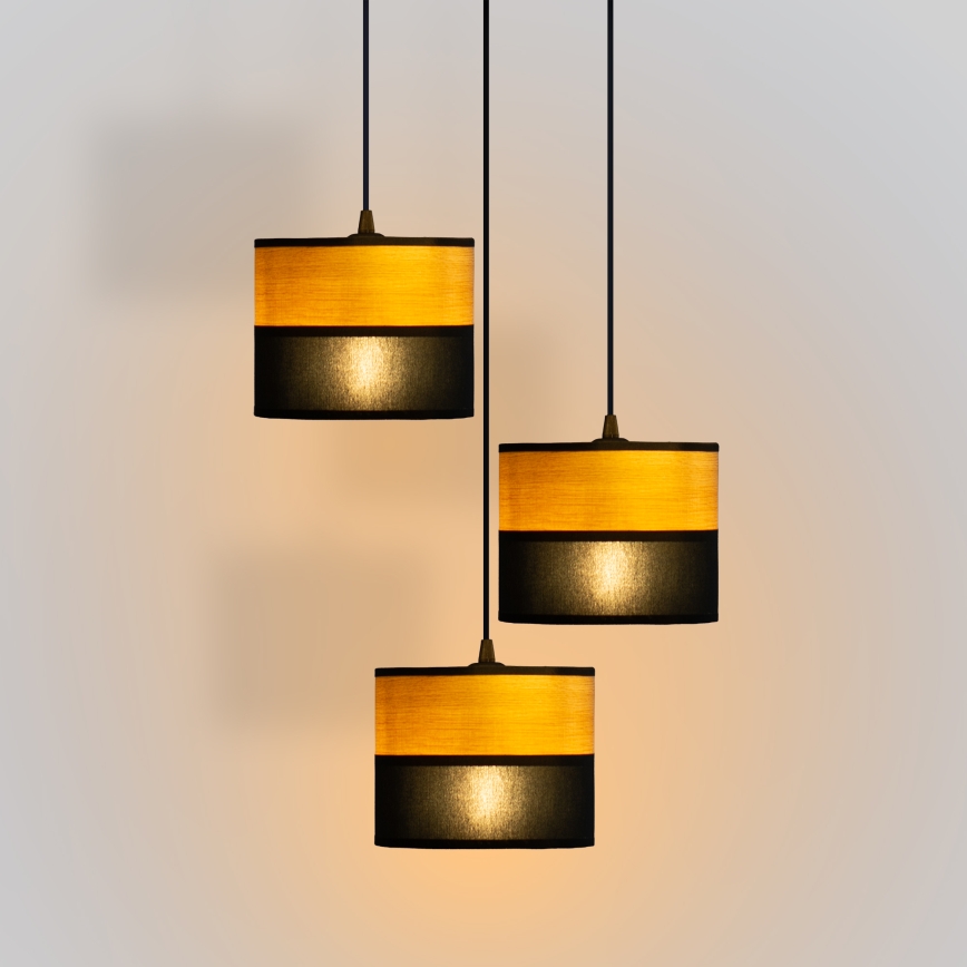 Luster na sajli ALBA 3xE27/15W/230V, prečnik 40 cm, crna/smeđa